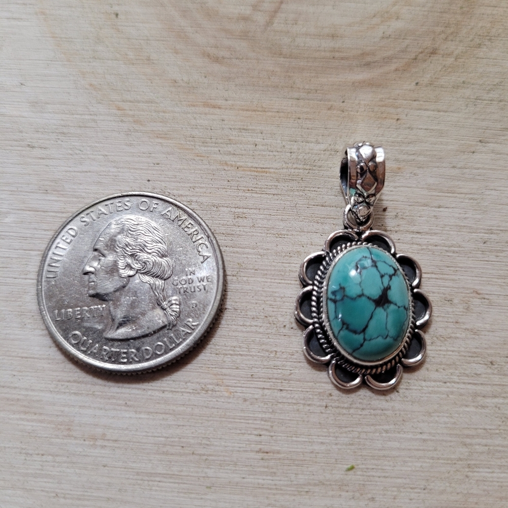 Sterling Silver Hubei Turquoise Pendant